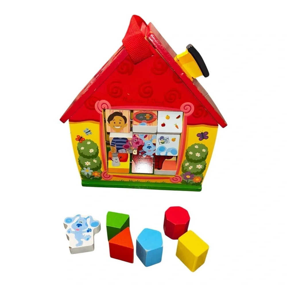 Blue’s Clues Wooden Take-Along House – 7pc Set Gently Loved